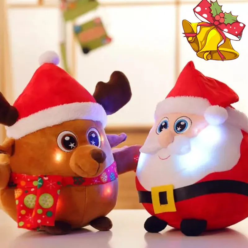 

Children's Electric Plush Toys New Colorful Light-emitting Singing Santa Claus Plush Toy Cartoon Cute Elk Doll Christmas Gifts