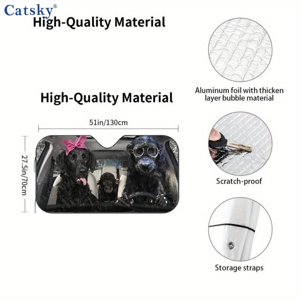 Couple Of Dogs In Car | Auto Sunshades, Front Window Sun Cover, Durable Polyamide Visor For Car Decor And Gift
