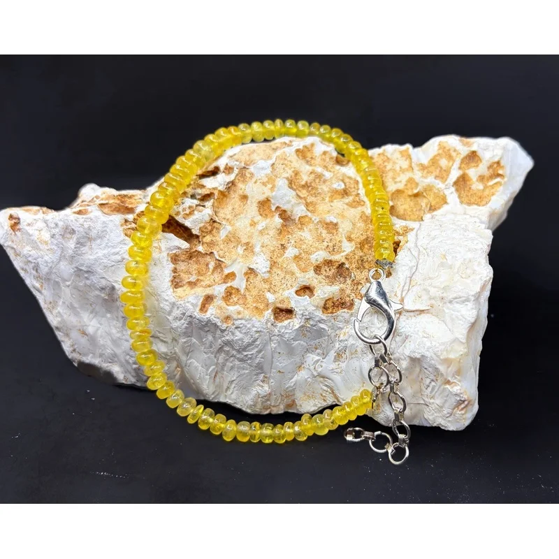 Yellow Sapphire Bead Bracelet 7” Round Smooth 4–5mm Sterling