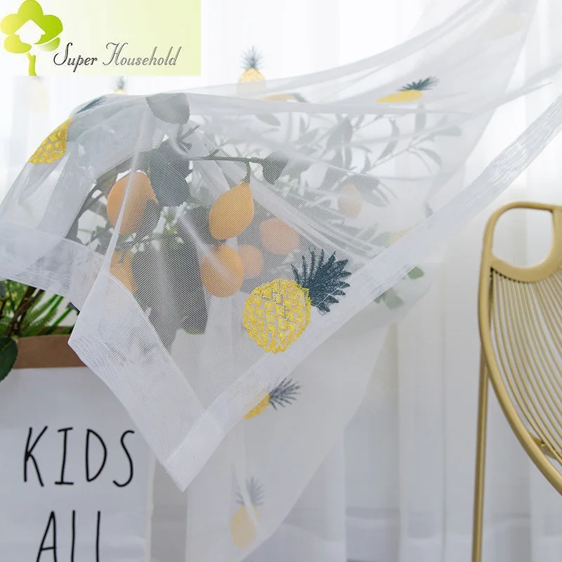 Modern Simple Embroidery children Window Tulle  Curtains for Living Room Bedroom Sheer for Kids Room Finished wholesale