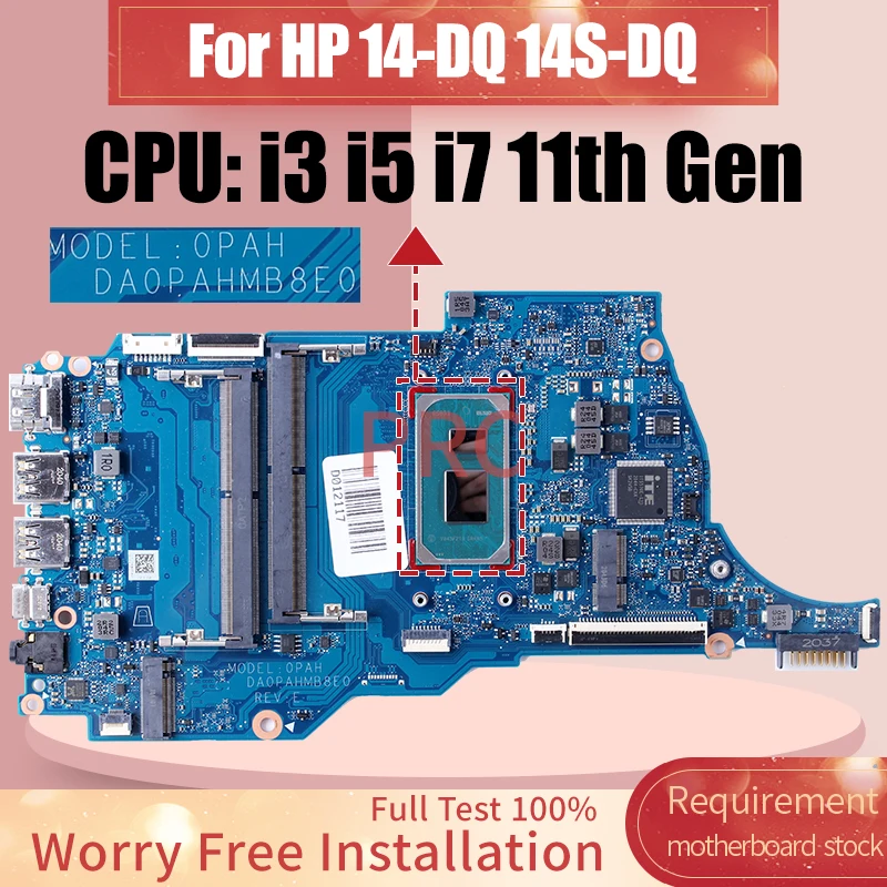 

DA0PAHMB8E0 For HP 14-DQ 14S-DQ Laptop Motherboard i3 i5 i7 11th Gen M20693-601 M20689-601 Notebook Mainboard