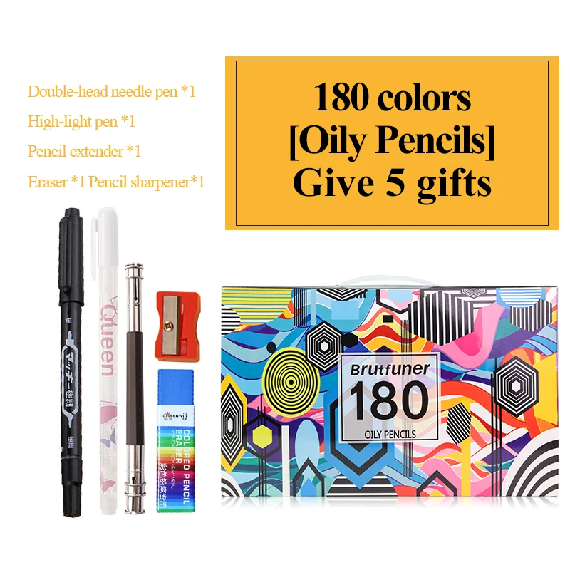 

Brutfuner 48/50/72/120/160/180 Colors Pencils Oil Wood Pencil Watercolor Metal Color Sketch Drawing Set For Painting Art Supplie