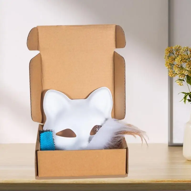 Mặt nạ không sơn 49mf bao gồm vải trim lông không sơn mặt nạ mặt nạ có thể sơn cho trẻ người lớn