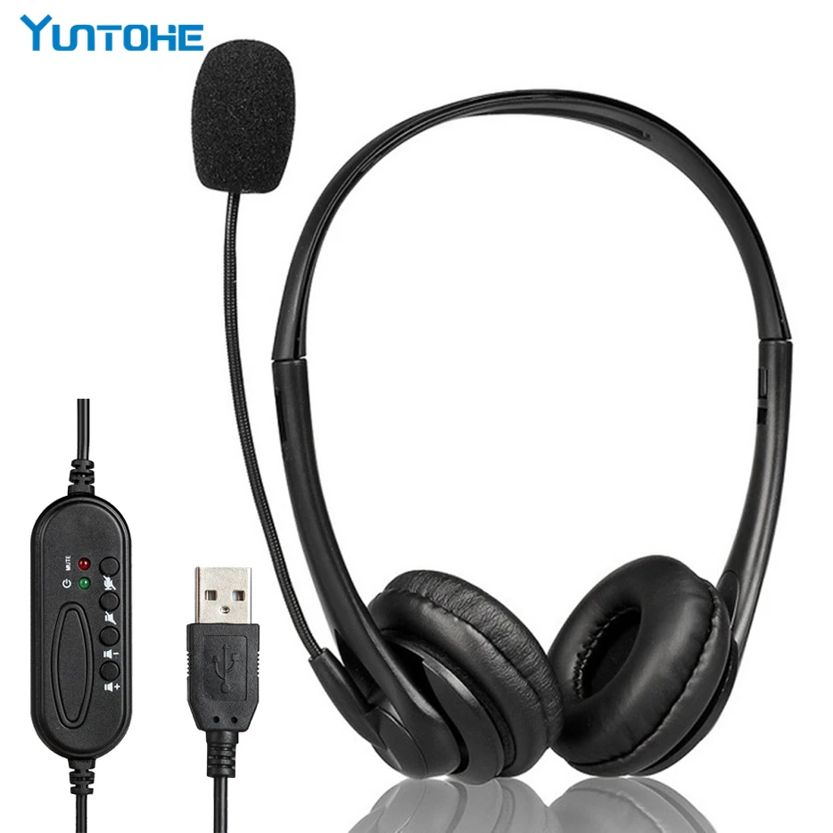 

10pcs USB Noise Cancelling Microphone Headset Call Centre Office Headphones USB Binaural Headset Wired Traffic Schol Headset