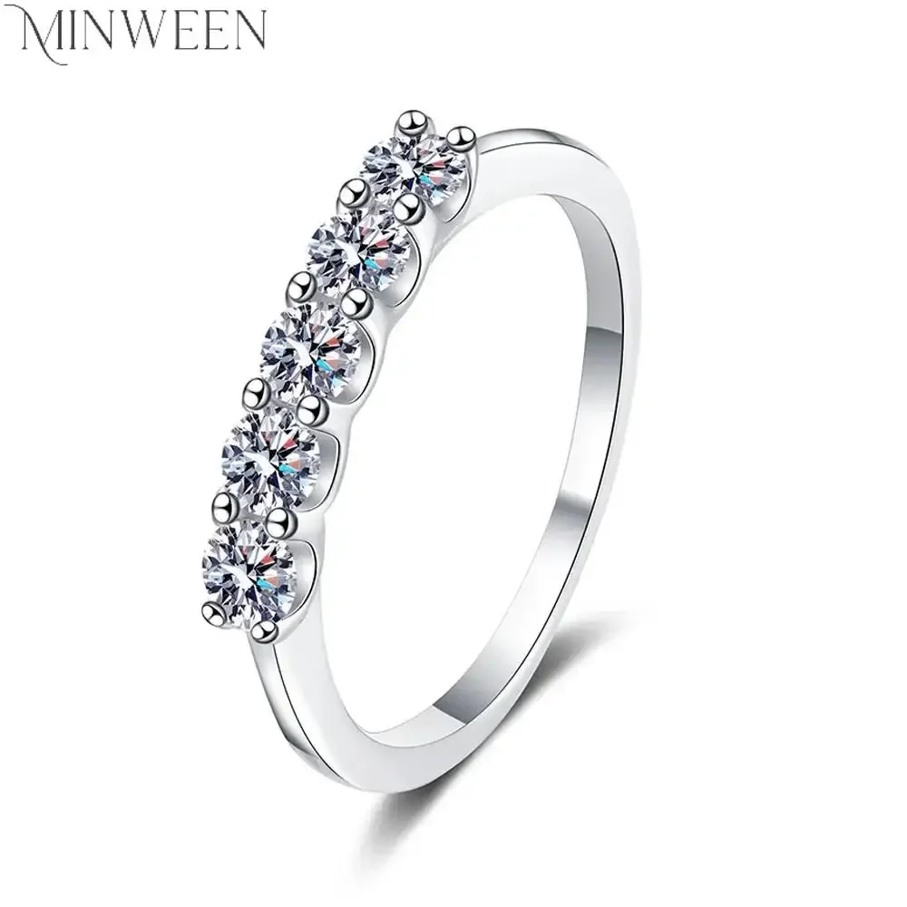 

0.5CT Moissanite Row Ring D Color VVS1 S925 Sterling Silver Plate pt950 Platinum Wedding Ring for Women Wedding