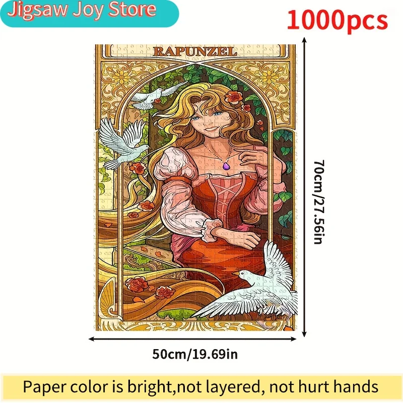 1000피스 프린세스 라푼젤 퍼즐 - 공식 라푼젤 황금 머리 & 탱글드 영화 아트, 성인 및 가족용 특대형 직소 퍼즐