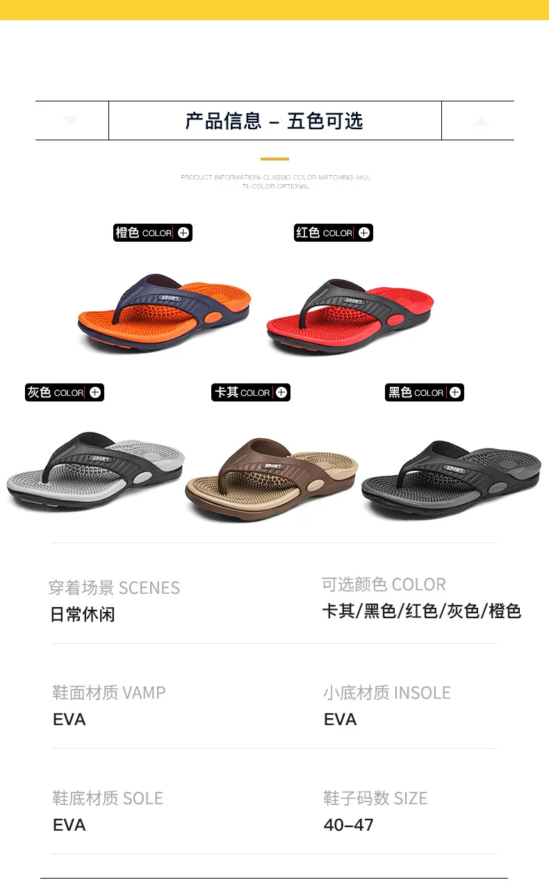 Kontrastfarben, Massage, rutschfeste Flip-Flops, schnelltrocknend und bequem, Strandsandalen, Sommer-Flip-Flops, modische Hausschuhe. – Detail 8