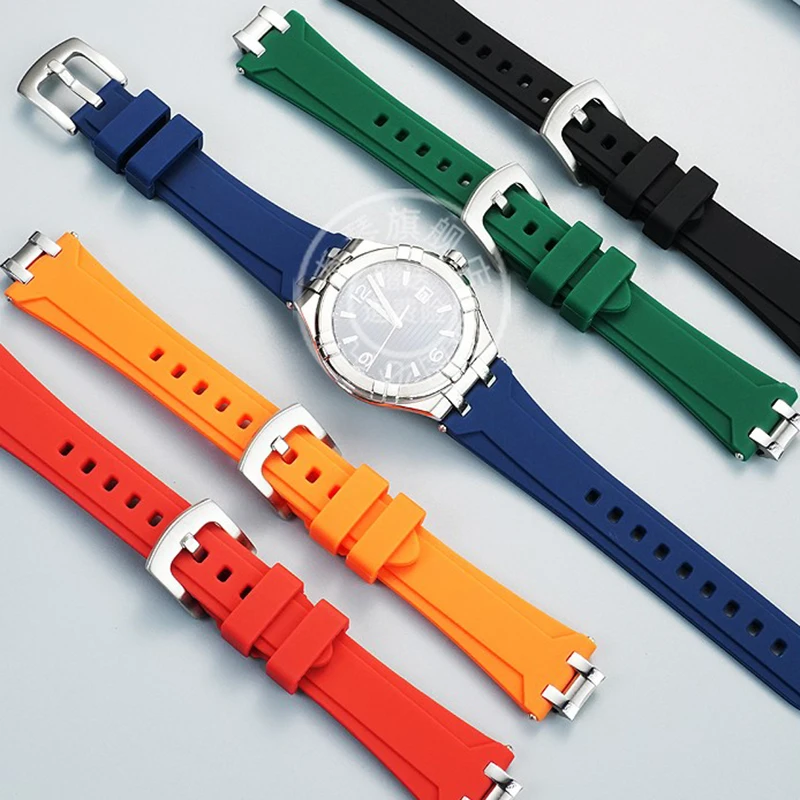 حزام ساعة من السيليكون DIY لسلسلة AIKON QUARTZ AI1008 حزام ساعة من السيليكون مع ملحق سلسلة ساعات بواجهة من الفولاذ المقاوم للصدأ