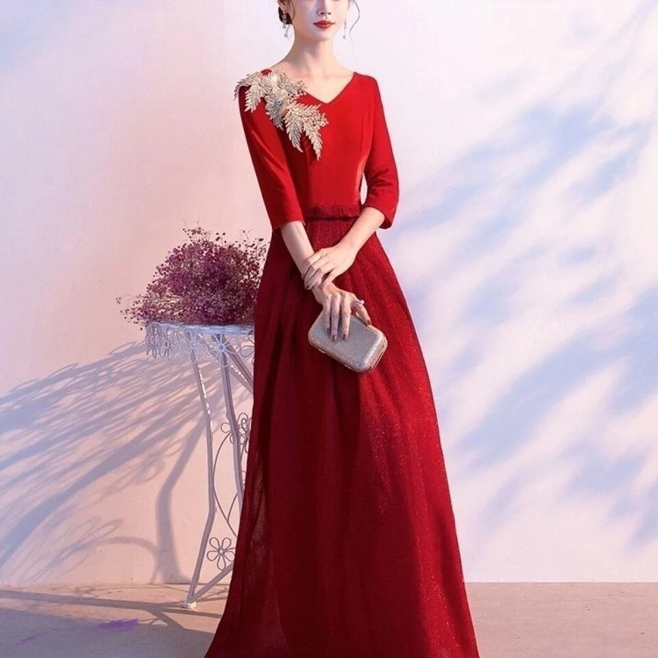 Ele Long Slimming Adult Women's Chorus Performance Dr 2025 Royal Stage Costume Chinese Traditional Ethnic Fem Gown