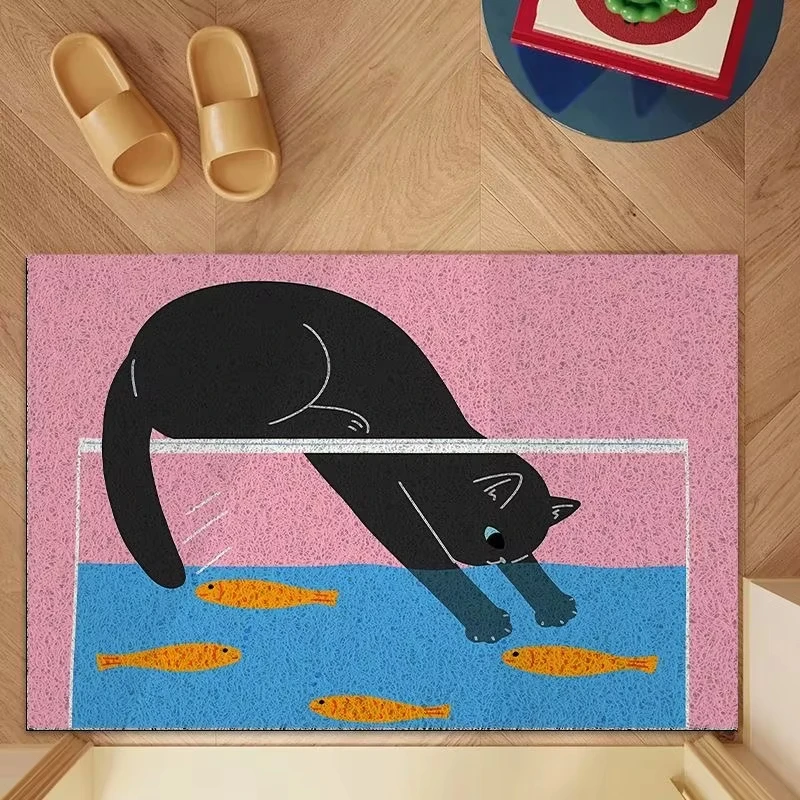 VIKAMA  Lazy Cat Style Mat, Suitable For Use As a Floor Mat, In The Hallway Or Bedroom. A Dust-Proof Home Decoration Carpet.