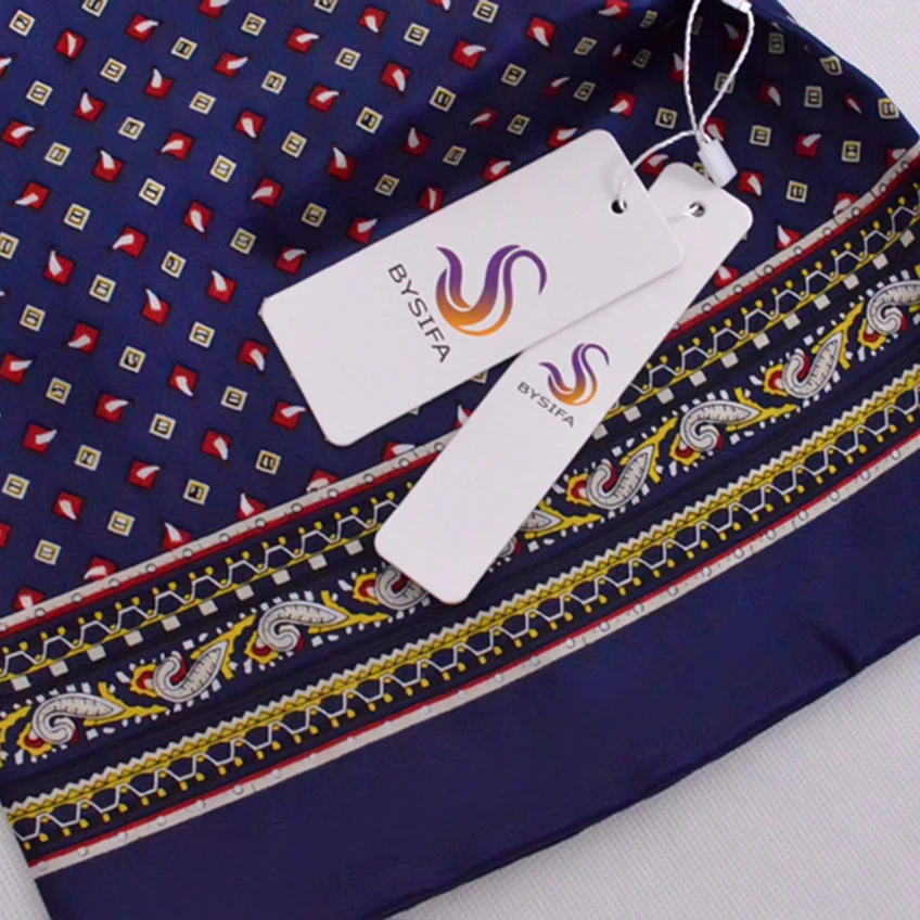 [BYSIFA] Black Red Long Scarves For Men Fashion Accessories Male Pure Silk Scarf Cravat Winter Flowers Pattern Scarf 160*26cm