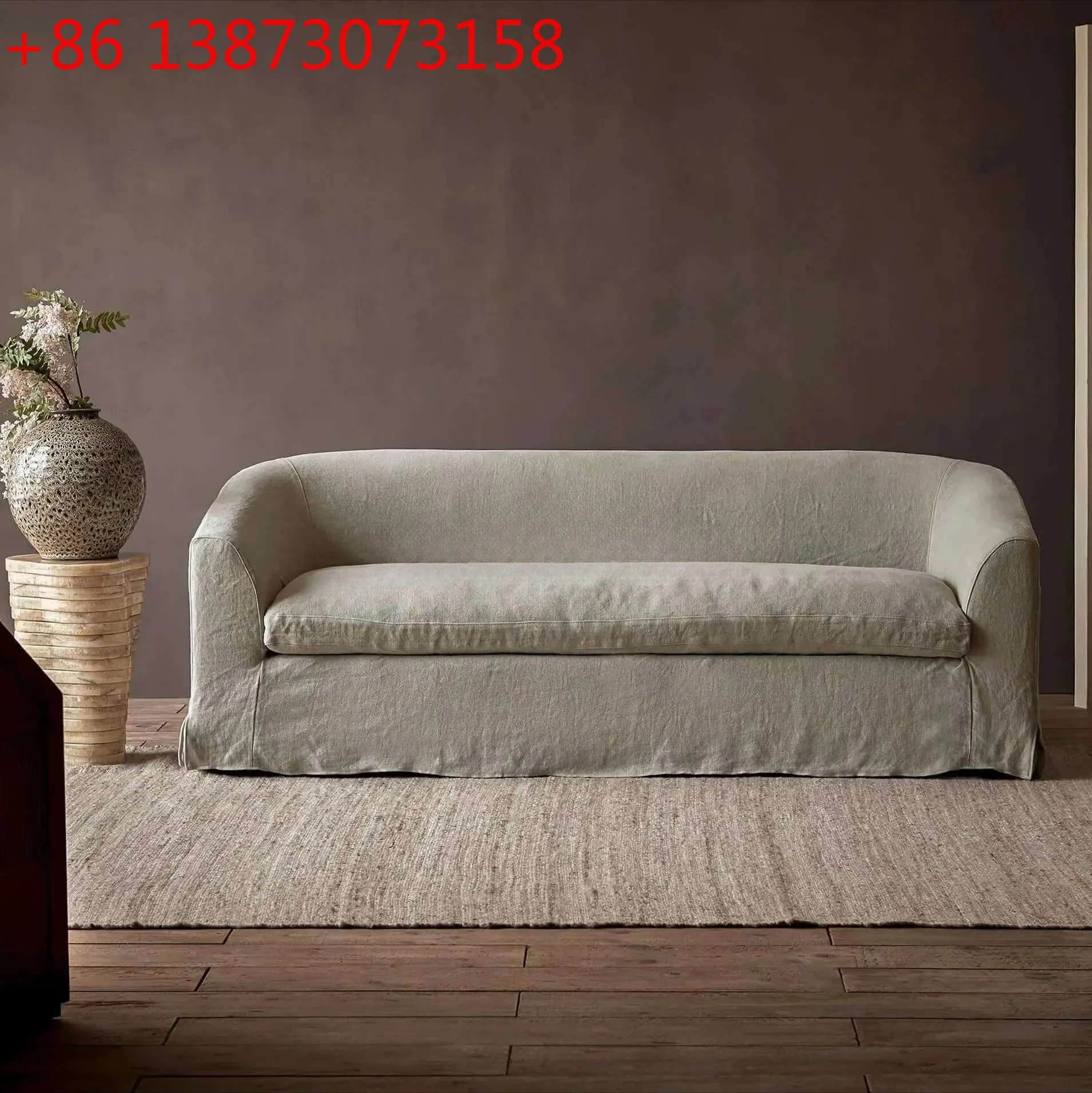 

Straight Row Small Apartment Living Room Homestay Hotel Japanese Retro Fabric Sofa
