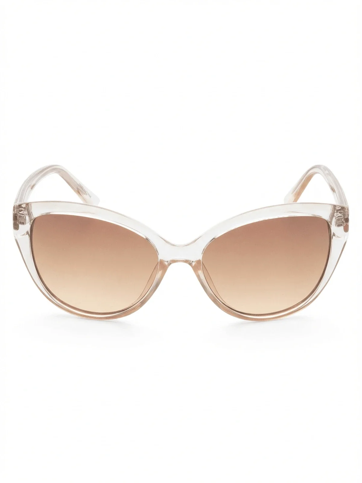 

Stylish Cat Eye Sunglasses 58mm Crystal Beige Frame Gradient Brown Lenses UV Protection