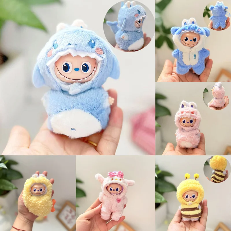 

Для 10 см Labubu V4 одежда серии виниловая кукла милая маленькая акула пчела динозавр милые сиамские животные пижамы аксессуары для кукол подарок