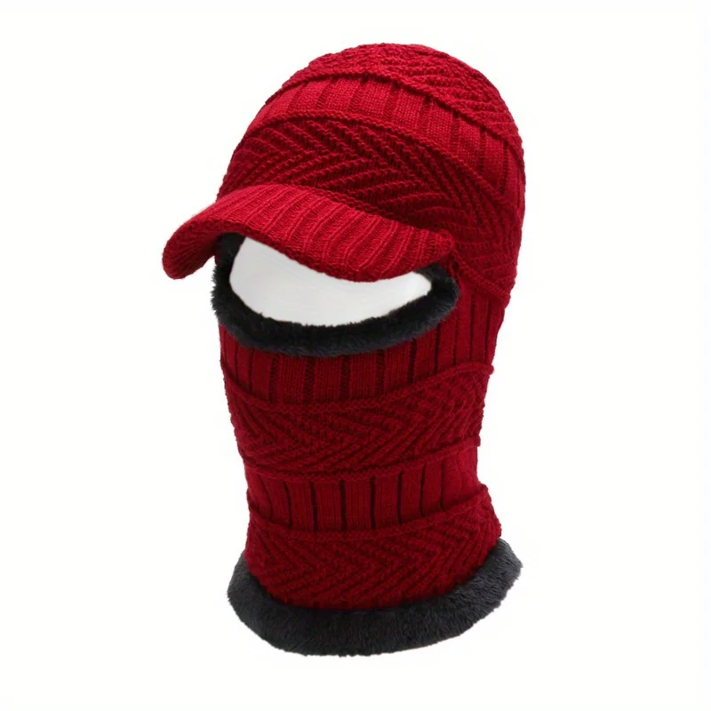 

Winter Knitted Beanie Thick Warm Ear Protection for Cycling Outdoor Sports Cold Weather Windproof Pullover Cap