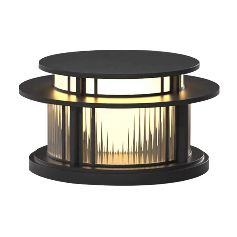 

New round simple black outdoor pillar top light, simple pillar main door light modern outdoor pillar light