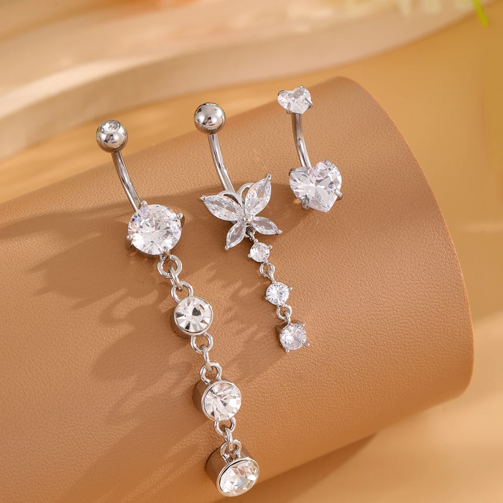3-5pcs Mixed-Style Sets Dangle Belly Button Rings