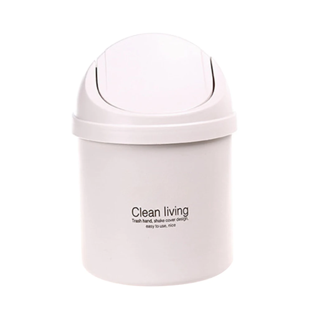

Mini Dustbins Beige Lid Garbage Box Waste Container Plastic Isolated Smell Car Home Office Tissue Ashtray Cup Coins