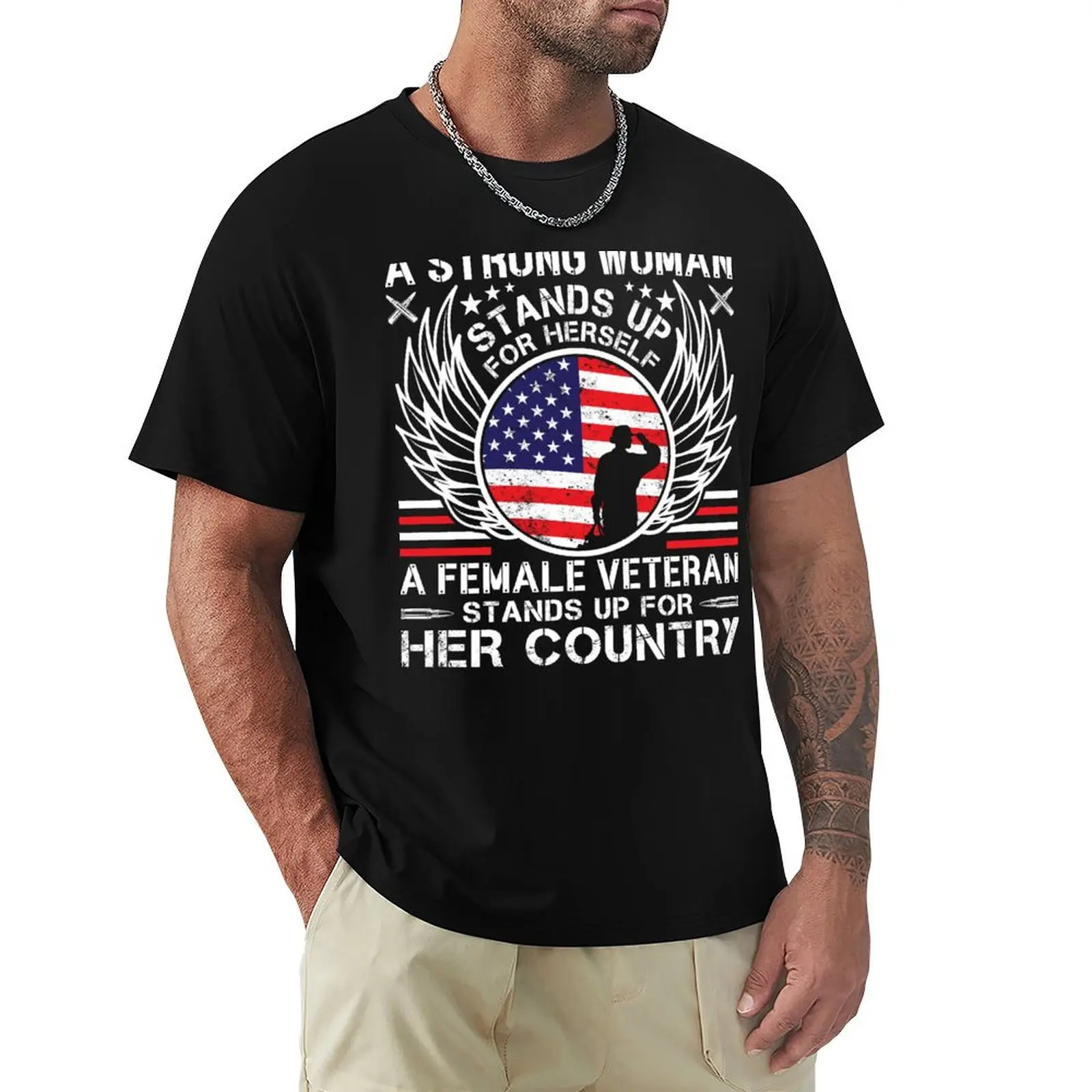 

Female Veteran Stands Up For Her Country T-Shirt quick-drying heavyweights summer top mens white t shirts