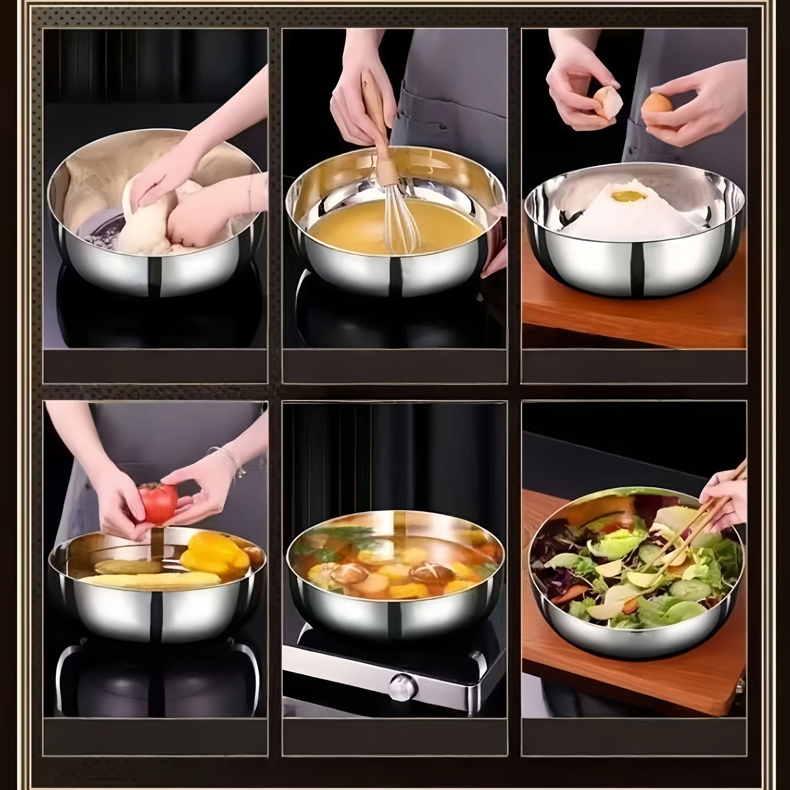 1Pcs, 32cm Stainless Steel Mixing Bowl, Large Capacity, Deep Bowl Design Suitable for Home Cooking, Bulk Baking, Making Large Quantities of Salads, and Marinating Whole Chickens, Suitable for Baking, Making Bread Dough, Making Large Salads, Marinating Meat, Meal Prep, and Party Occasions Dishwashers Are Safe to Use and Are an Essential Kitchen Appliance, Suitable for Prepping Meals, Marinating for Barbecues, Baking, Making Salads, and Serving Dishes. view 5