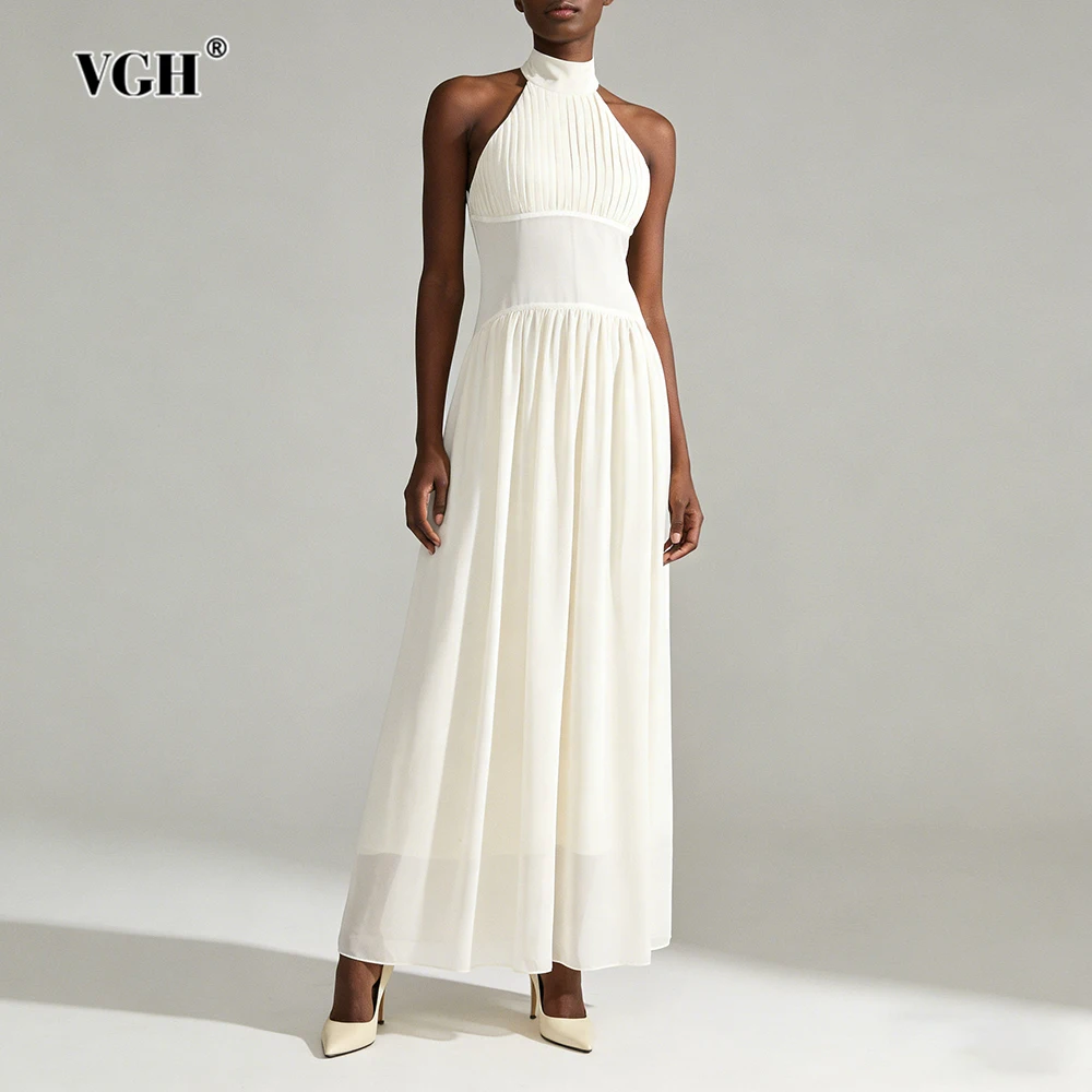 

Элегантное комфортное длинное платье VGH Slim Fit для женщин, с круглым вырезом, без рукавов, с завышенной талией, летнее, дизайнерское, новинка