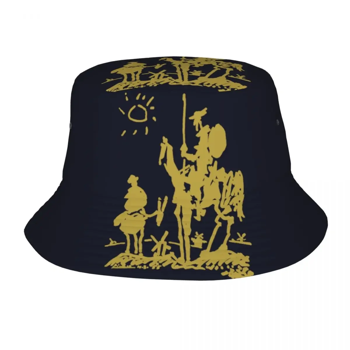 Custom Don Quixote By Pablo Picasso Bucket Hats Men Women Fashion Summer Beach Sun Spanish Artist Fisherman Cap