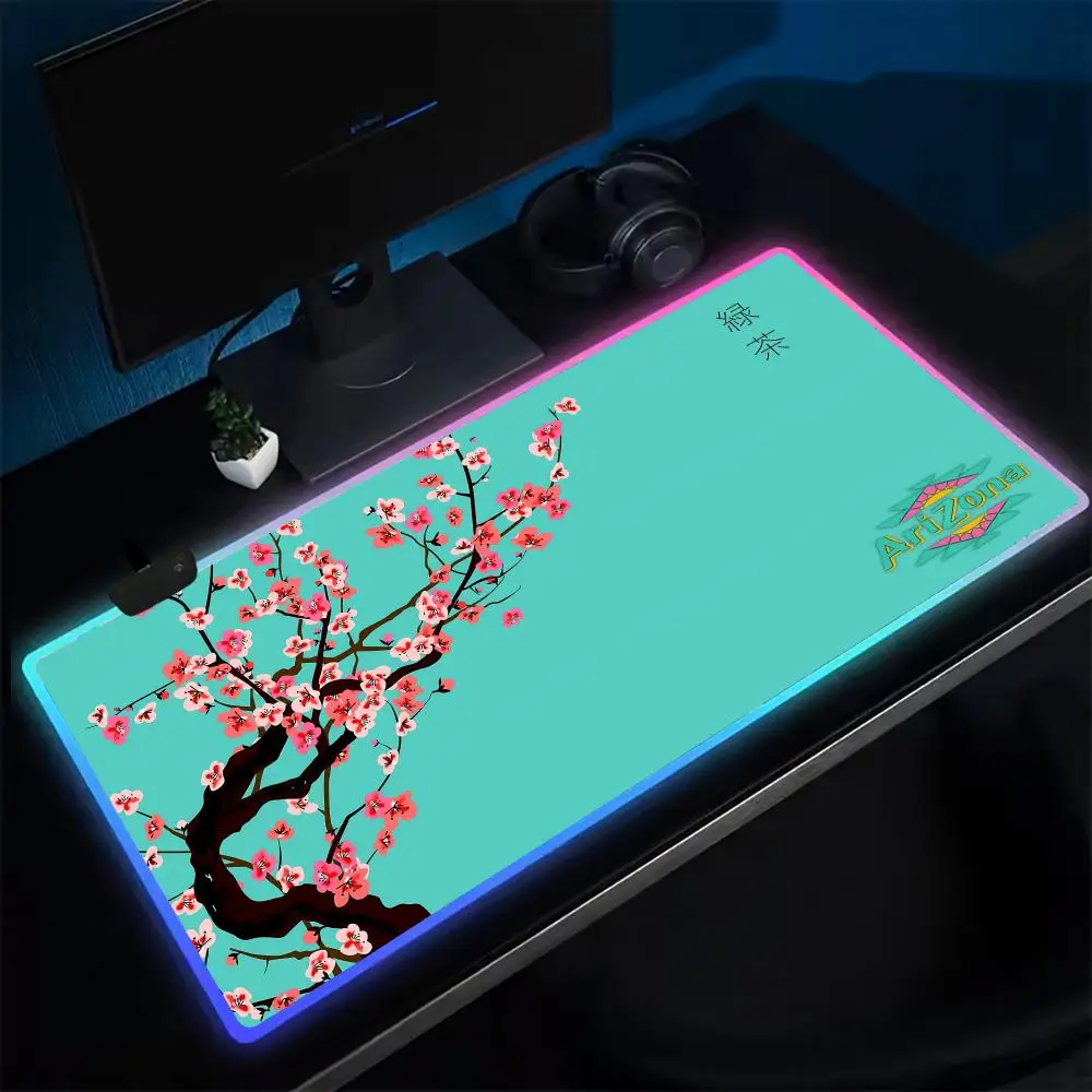 

AriZona Green tea Mouse Pad Anime Gaming Mouse Pad LED Table Pads Backlit Rubber Desktop XXL RGB Desk Mats