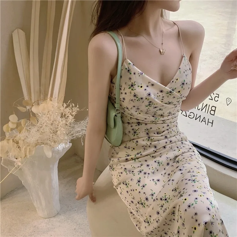 

Rosielars Summer Sexy Women Dress Floral Elegant Long Slip Dresses Sexy V Neck Night Party Dress Elegant A Line Party Vestidos