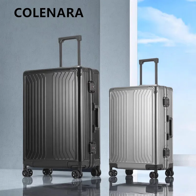 COLENARA Suitcase All Aluminum Magnesium Alloy Business Trolley Case 20 Inch Boarding 24 