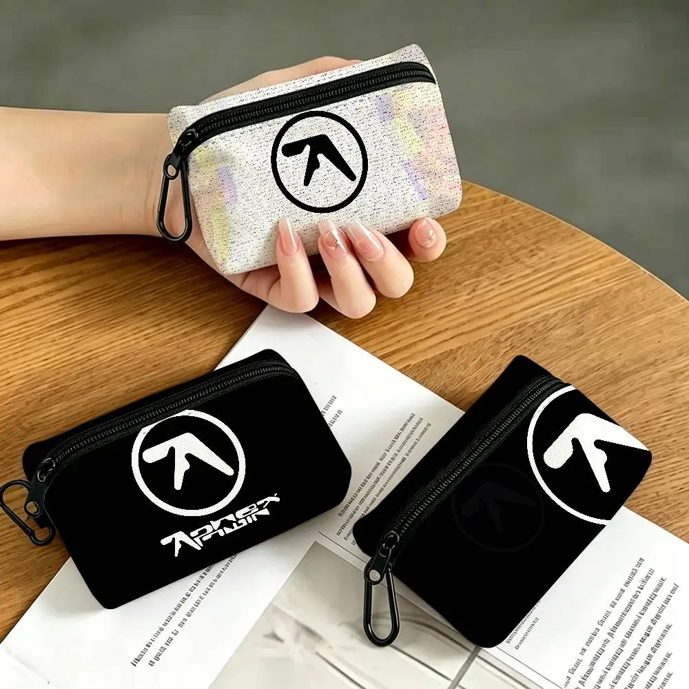 A-Aphex Twin Portable Oxford Fabric Mini Wallet Carabiner Design Small Coin Bag For Cards Keys Earphones