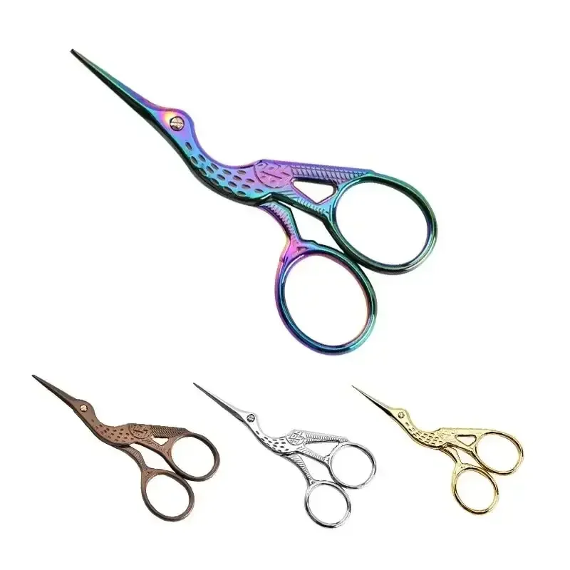 Embroidery Scissors Rainbow Stork Scissors Stainless Steel Small Craft Scissors Dressmaker Shears for Embroidery Sewing