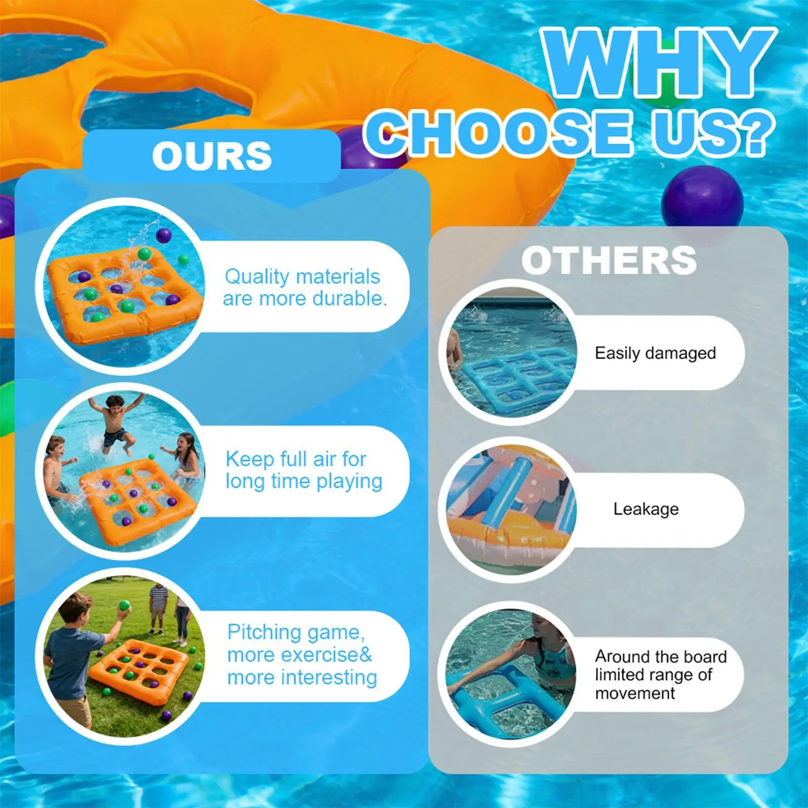 

Набор надувных игрушек для бассейна: мячи и плавающие игрушки для игр на воде, для всей семьи, друзей, подростков, коллег, для дома, путешествий, лета