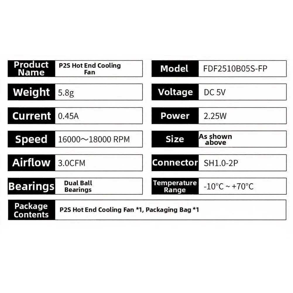 Hot End Cooling Fan For 3D Printer P2P Models Featuring Ball Bearings Efficient Heat Dissipation And Easy Installation