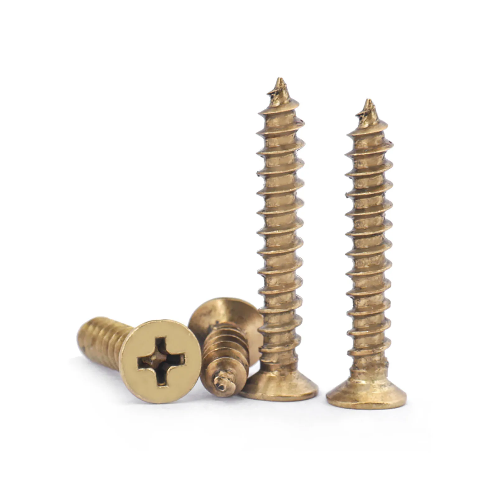 1000/500/100/50/25/10/5/1pcs M4 M5 M6 Brass Phillips Flat Countersunk Head Self Tapping Wood Screws