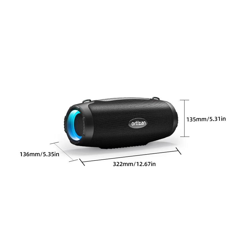 Ortizan M8 80W Wireless Speaker Powerful Sound and Deep Bass IPX7 Waterproof Deep Bass, RGB Lights