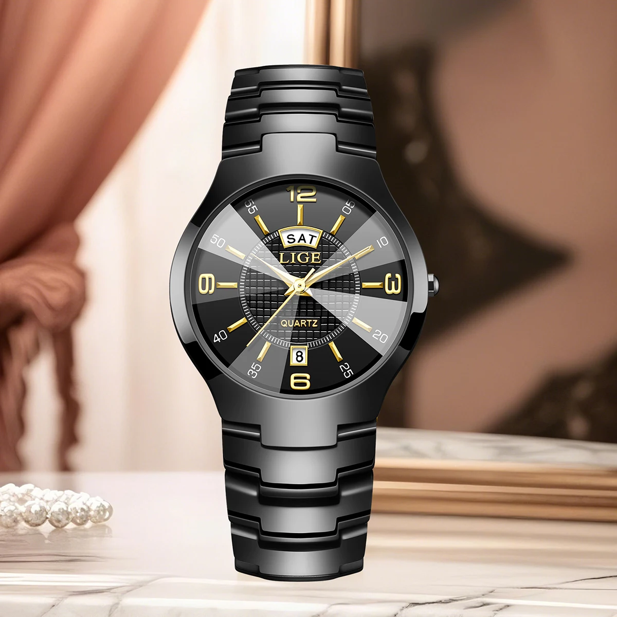 LUIK Mode Elegant Damespolshorloge Luxe Keramiek Band Auto Datum Week Waterdicht Kleine Wijzerplaat Quartz Horloges voor Vrouw Cadeau