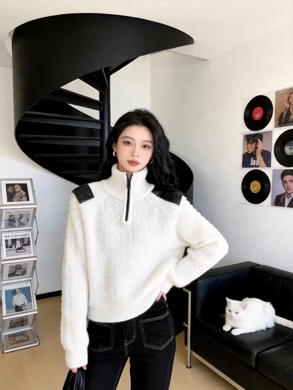 

Теплый вязаный свитер женский свободного кроя, модный, весенний, новинка, верхняя одежда, однотонный, в стиле Gentle Wind, с легким шармом