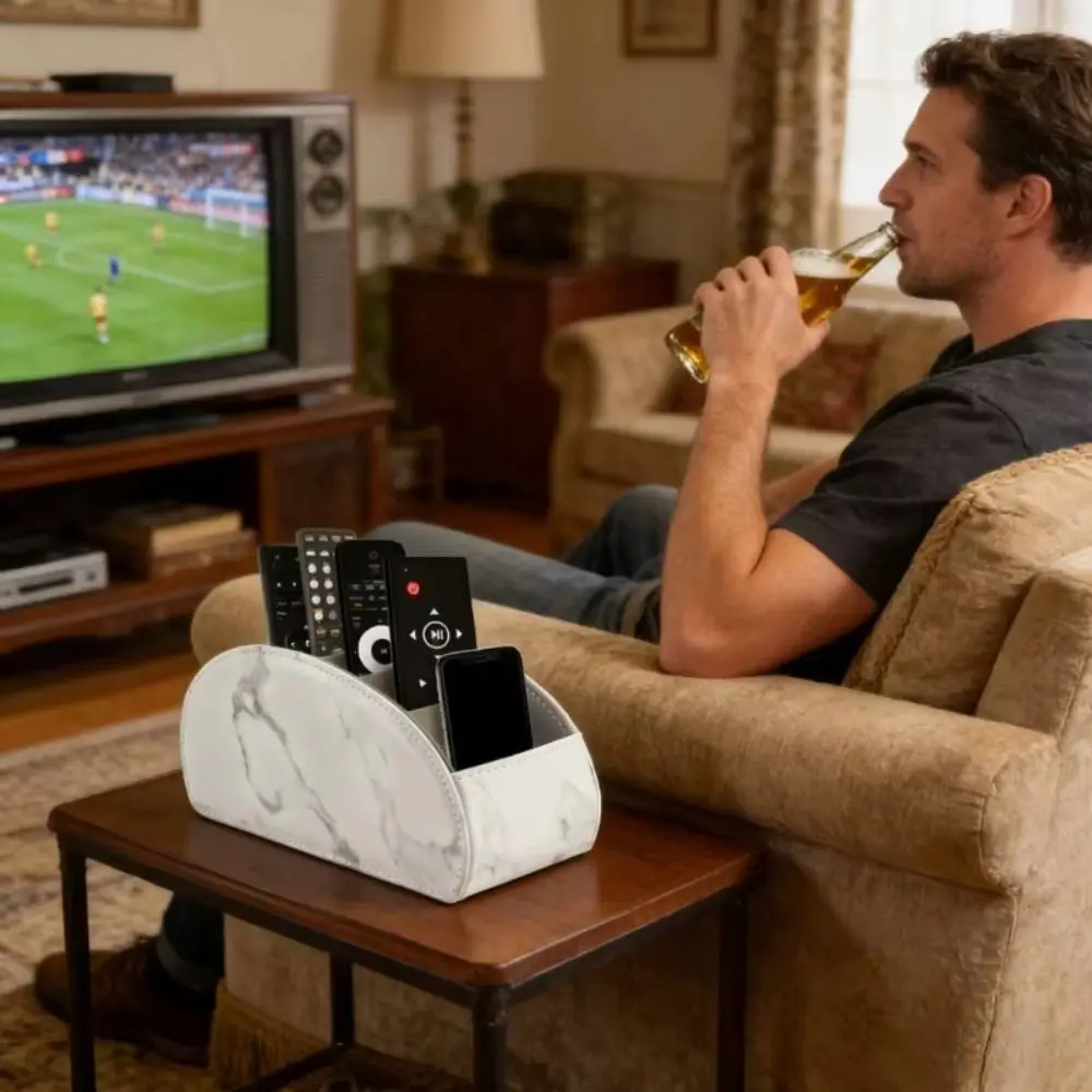 

PU Leather Remote Control Holder Modern Cable Management Remote Control Box Multifunctional Universal Desktop Storage Box