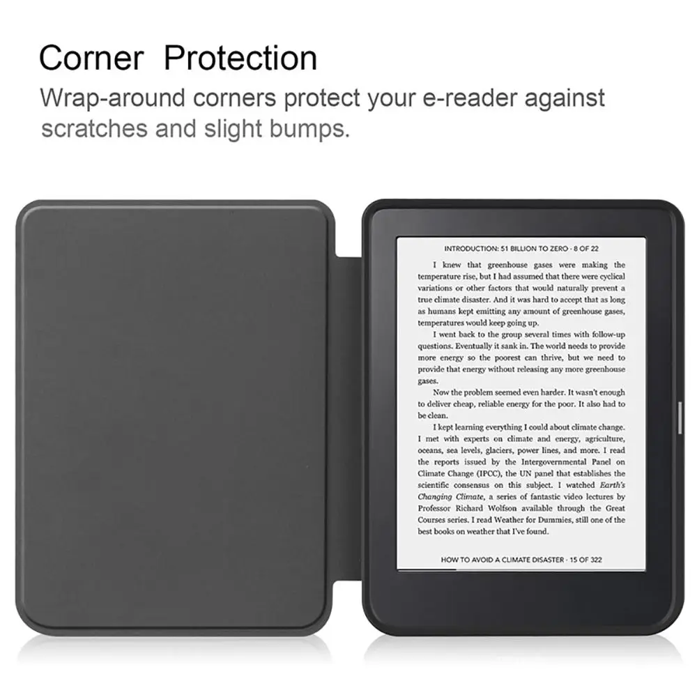 Auto Sleep/Wake 6 inch e-Reader Case Shockproof PU Leather Smart Folio Cover Ultra Slim Soft for KoBo Clara HD 2018