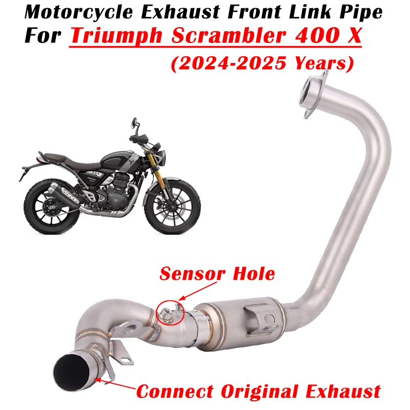 

Надевается для TRIUMPH Scrambler 400X 2024 2025 Motoryccle Ehxaust Escape System Connect, оригинальный глушитель, модифицированная передняя соединительная труба
