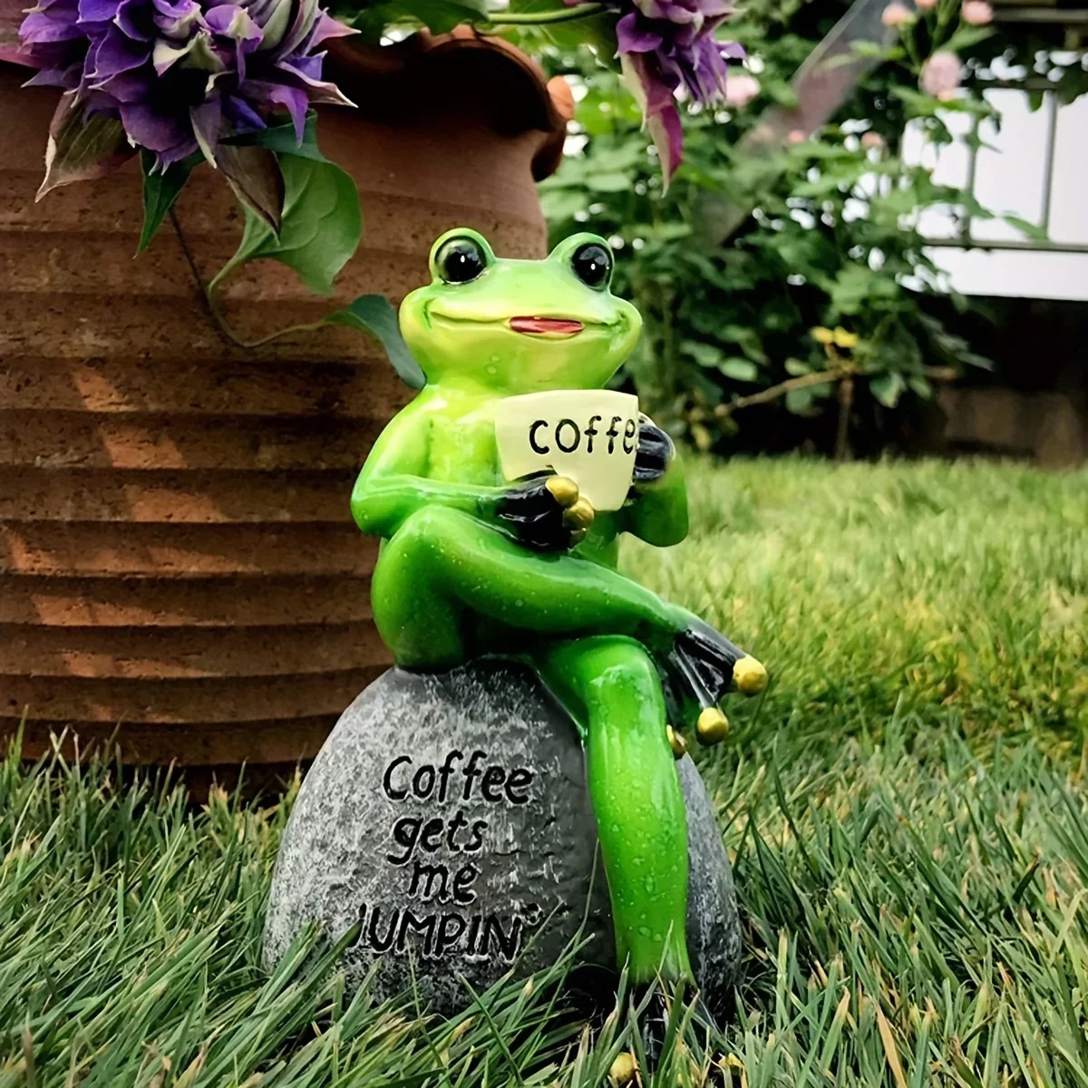 1pc resin patio lawn decoration desktop balcony home furnishings cartoon animal frog statue garden