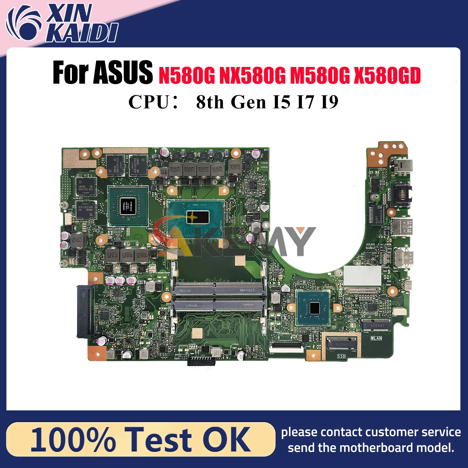 

X580GD Laptop Motherboard For ASUS VivoBook NX580G X580GD N580G X580G M580G Notebook Mainboard With I5 I7 I9 CPU 112% tests OK