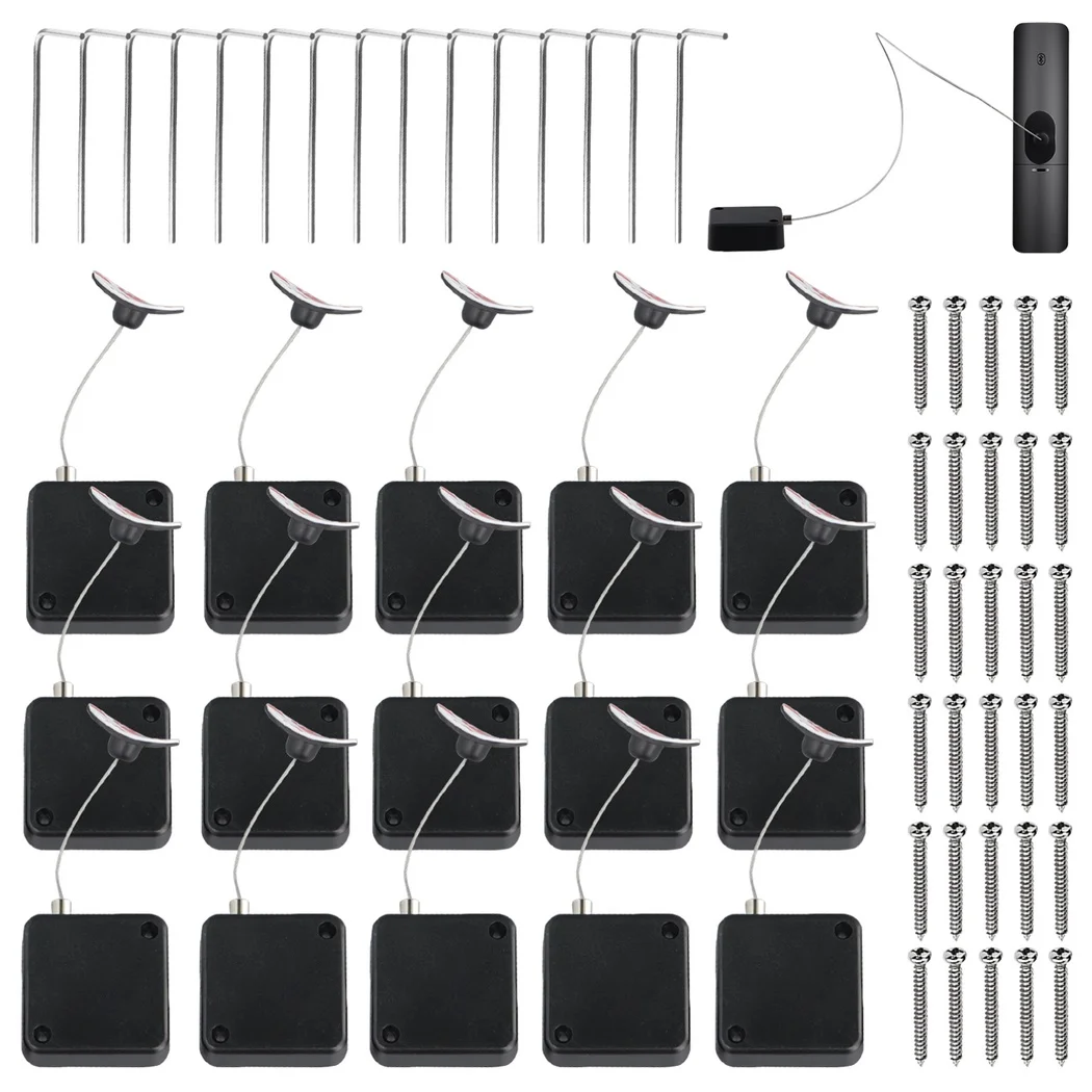15Pcs Remote Control Anti-Lost Cable Locks Retractable Security Cable Lock Self-Adhesive Hardware Cable Lock For Curved Products