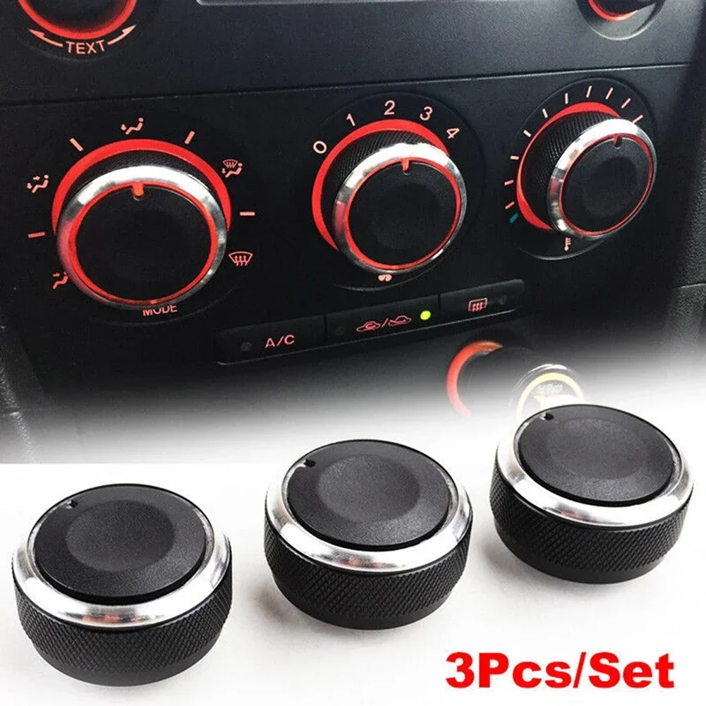 3pcs Car Switch Knob Heater Climate Control Button A/C Cover For MAZDA 3 Console AC Control Switch Knob Cover Accessories