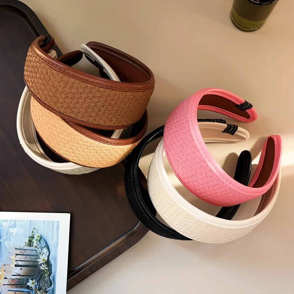 

New 2025 Retro PU Leather Hairbands Wide Turbans Non-slip Hoop Headband Elegant Hair Accessories Women Girls Fashion Items Gifts
