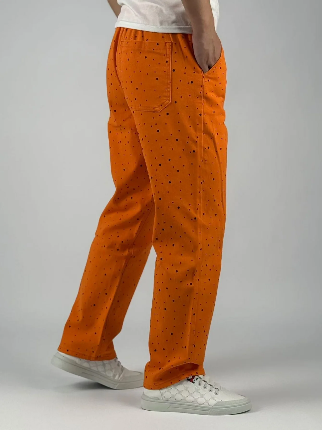KING JEANS Marca Y2K Arancione Multi-Generazione Elastico in Vita Gamba Diritta Allentata Stile Alla Moda e Versatile