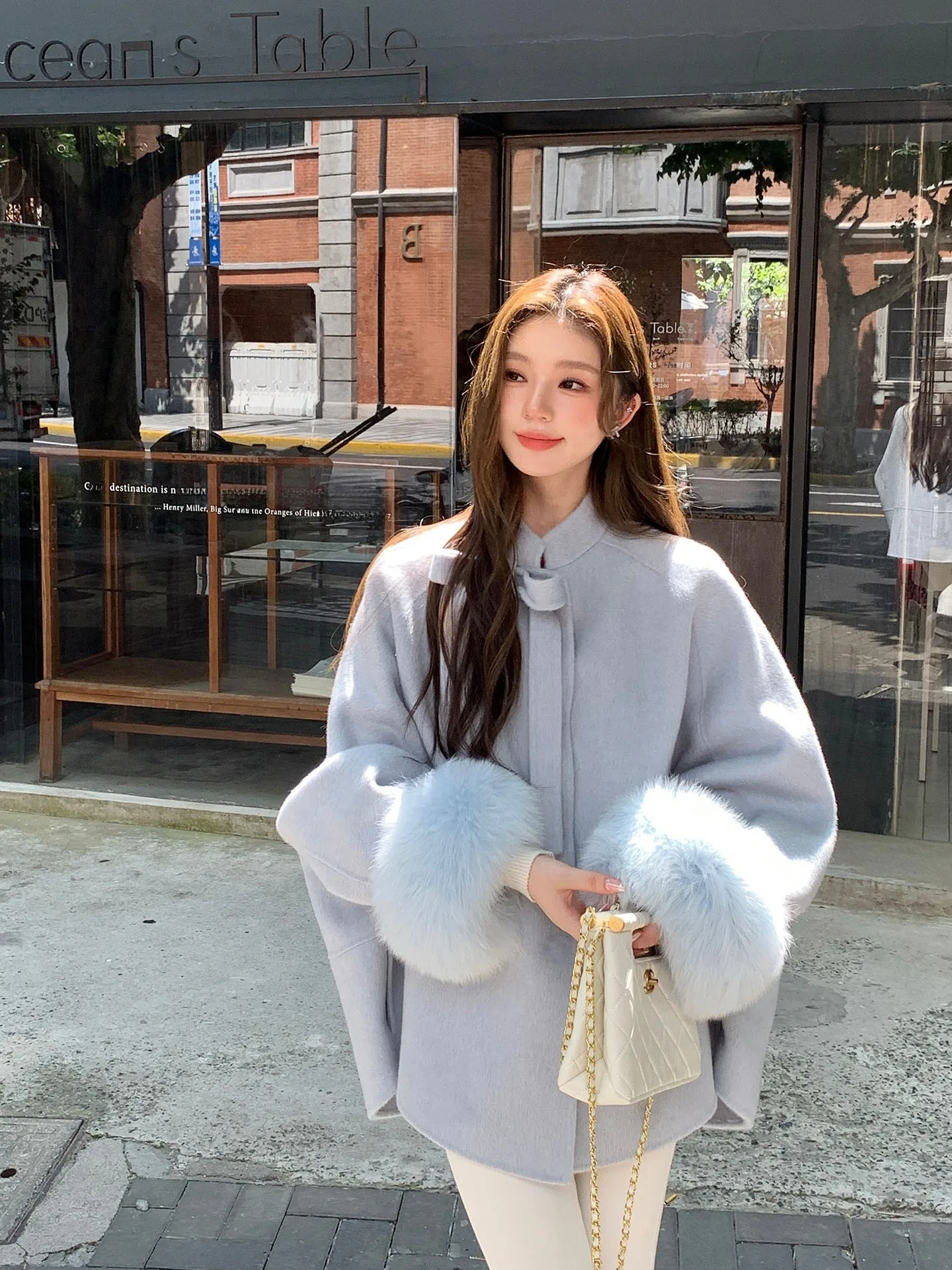 

Женское двубортное шерстяное пальто Gg Faux Sve с узлом, осенне-зимняя модная верхняя одежда средней длины