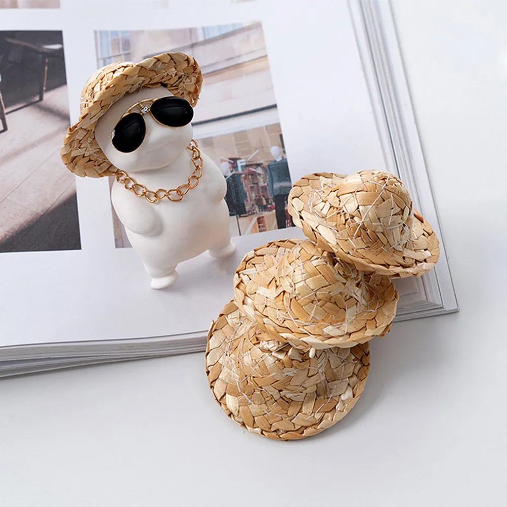 

16 шт. миниатюрных плетеных соломенных шляпок: декоративные аксессуары для фото, творческие товары для детей, принадлежности для вечеринок, украшения для дома
