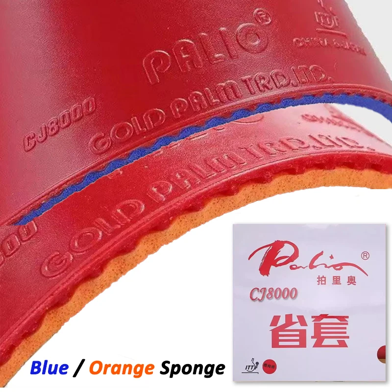 

Palio CJ8000 Provincial Table Tennis Rubber Sheet Pips-in Sticky Ping Pong Rubber with Blue/Orange Cake Sponge ITTF Approved