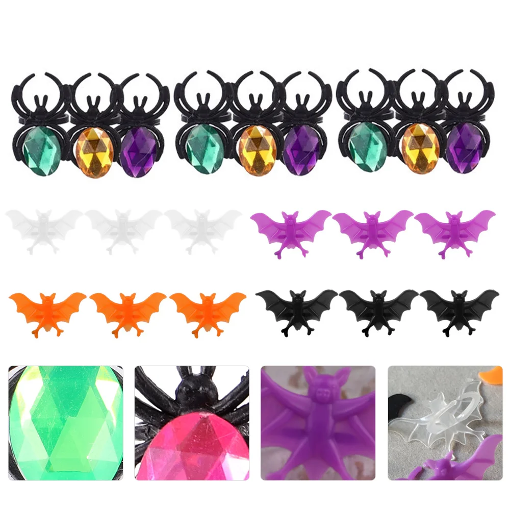 40 Pcs Halloween Ring Props Toy for Kids Rings Simulated Spider Finger Creative